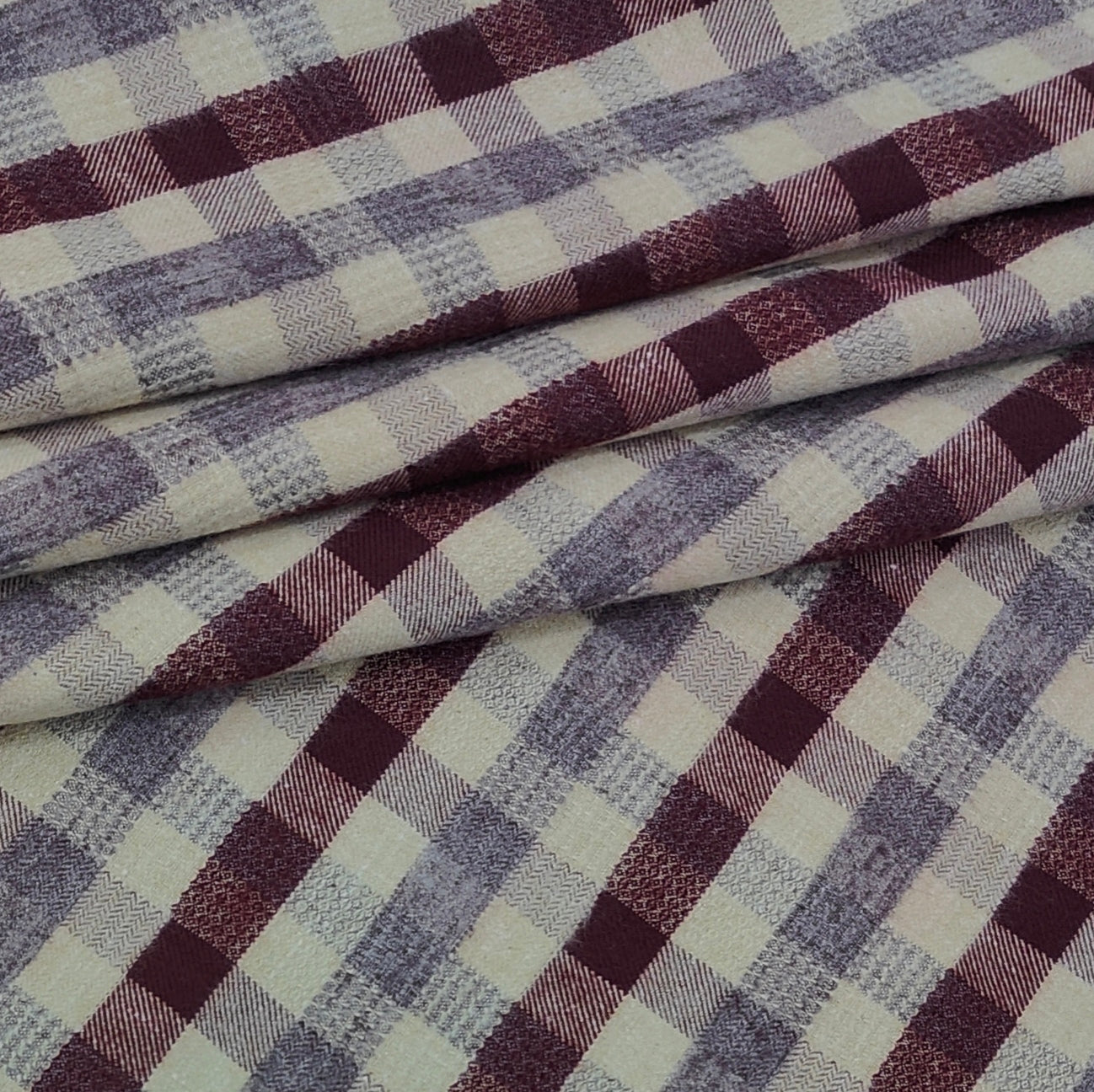 Warm Shirt Fabric Raymond Tartan Check Colour Cream N Lavender